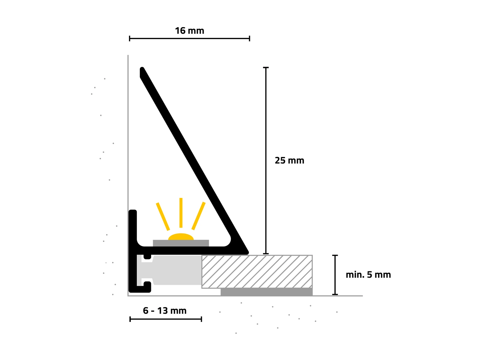 Rez profilom SLED16X5, vinyl, laminát, drevo, dlažba a liata podlaha